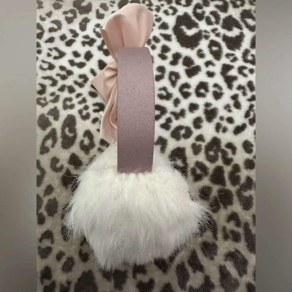 GapKids Bow Ribbon Faux Fur Earmuffs in Pink White One Size